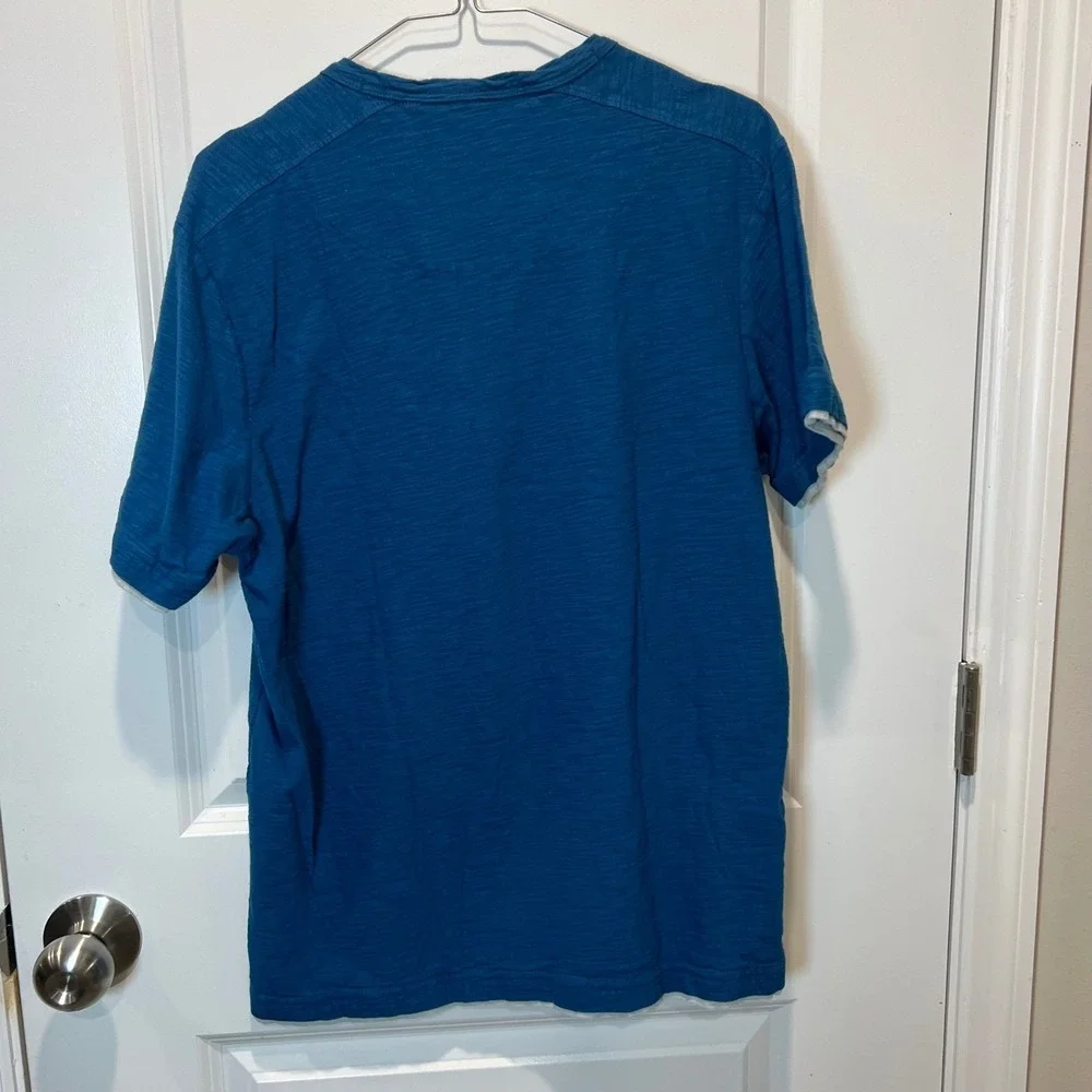 Guess Mens Henley Shirt Slub Knit Pocket Blue XL - Picture 5 of 8